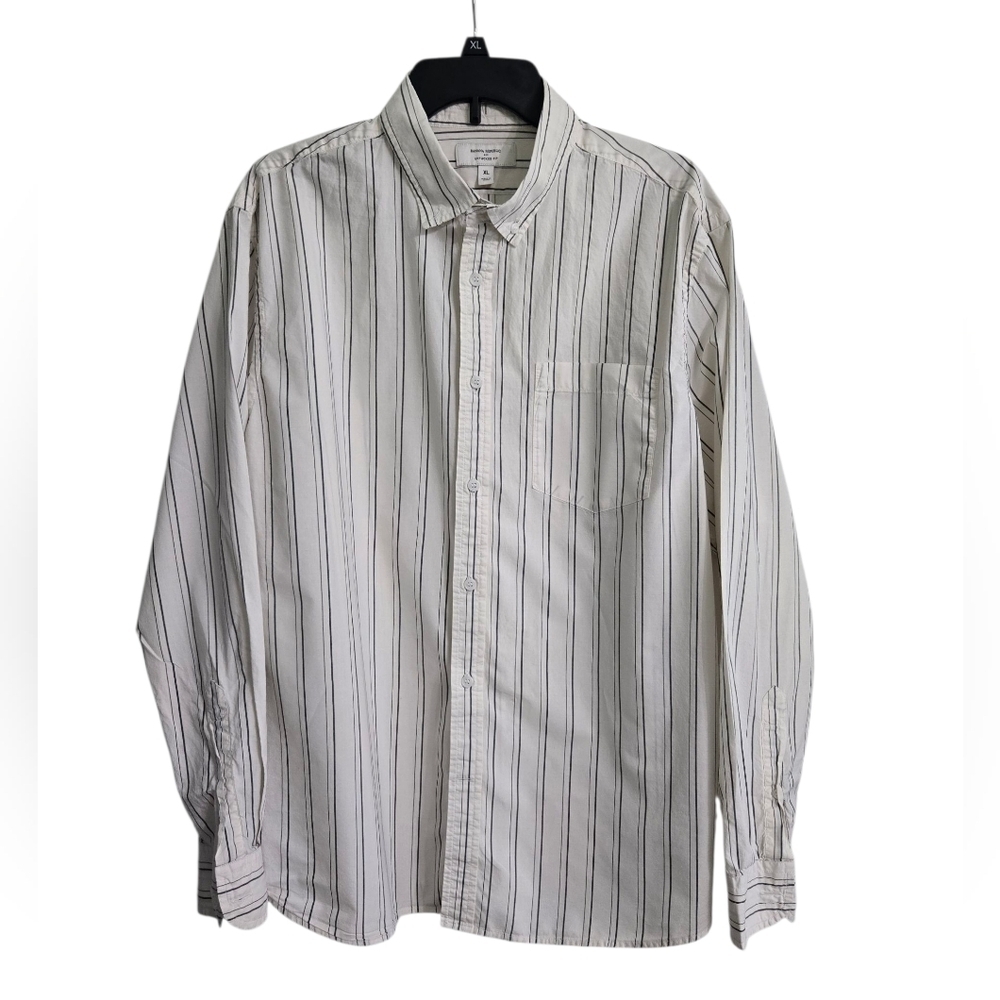 Banana Republic Gray Striped  Men's Untucked  Shirt Long Sleeve XL